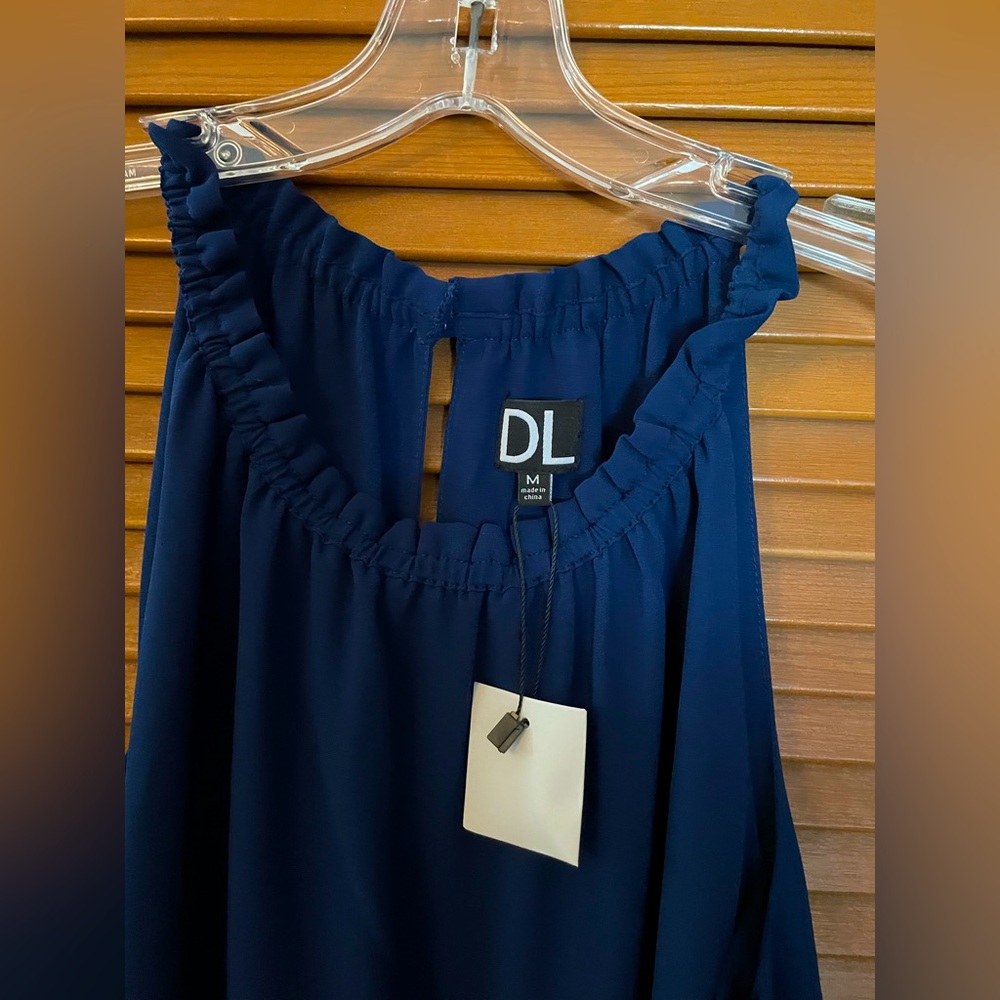 Deep rich blue DL sleeveless lovely blouse- new with tags